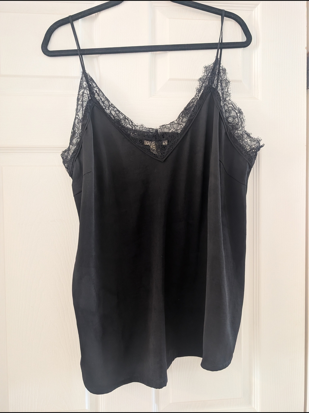H&M Black Lace Trim Satin Camisole